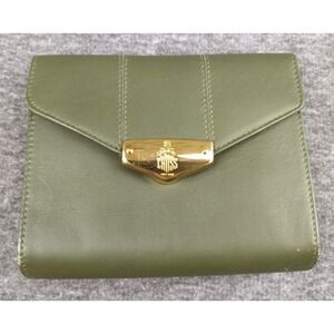 Mark Cross Leather Crossbody Wallet‎ Belt Bag Olive Green Mini Purse Italy VTG